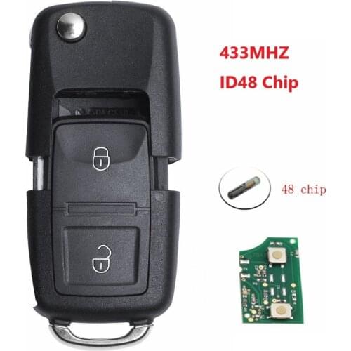 2 Button Remote key 433MHZ ID48 Chip for Volkswagen Beetle Bora Golf Passat Polo Transporter T5 1J0 959 753 AG