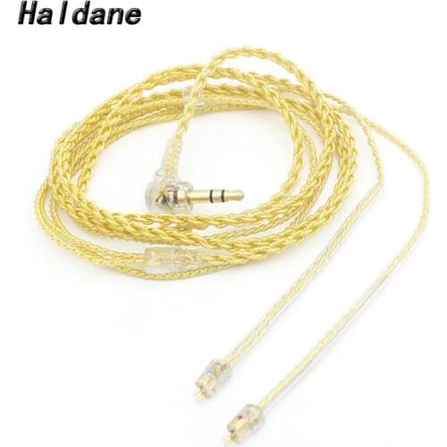 Haldane 0.75mm 2 Pin Silver Plated Copper Wire Replacement Earphone Cable For 1964 w4r um3x es3 es5(Gold