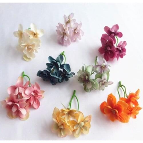 3 Branches DIY Artificial Flower Heads Hydrangea Silk Wedding Flowers Floral Wall Backdrop for Home Gift Box Decoration