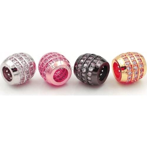 9*8*8m Micro Pave Clear CZ Chubby Of Segments Beads Fit For Making DIY Bracelets Or Necklaces Jewelry