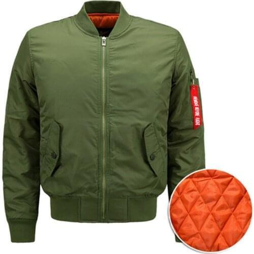 ABOORUN Plus Size 8XL Bomber Jacket Mens Fashion Thick Winter Military Jackets Flight Ma-1 Pilot Air Force Coat W2083