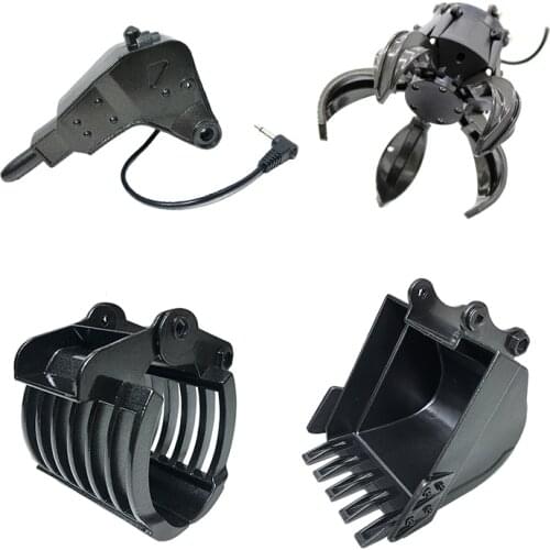 RC Excavator Accessories Full Metal Bucket Drill Scratch Wood Cutters Alloy Gun Handle Remote Control Truck Spare Parts