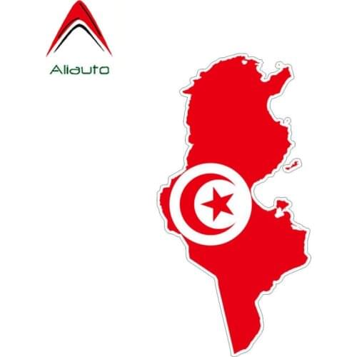 Aliauto Personality Funny Car Sticker Tunisia Map Reflective Flag Motorcycle Waterproof Sunscreen Anti-UV Decal,7cm*15cm
