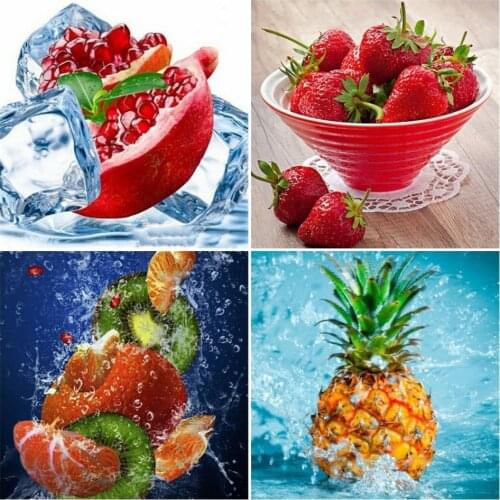 Huacan Diamond Painting Full Drill Square Fruit Cross Stitch Diamond Embroidery Sale Pineapple Rhinestones Diamond Mosaic Gift