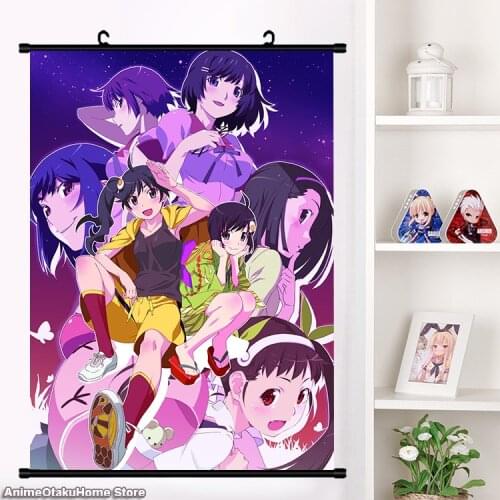 Anime Bakemonogatari Senjougahara Hitagi oshino shinobu Hanekawa Tsubasa Wall Scroll Mural Poster Wall Hanging Poster Home Decor
