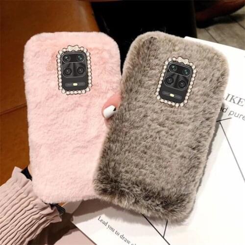 For Redmi Note 9 Pro Case Plush Rabbit fur Keep warm Silicone shockproof Back Cover For Redmi Note 9 Pro Max 9S Cover