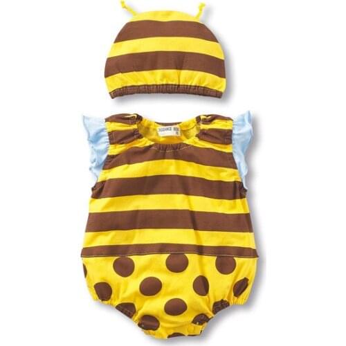 Baby Rompers Summer Animal Sleeveless Clothing Suit 2 Pieces Hats+ Romper New Born Baby Clothes Cotton Baby Girls Boys Clothing