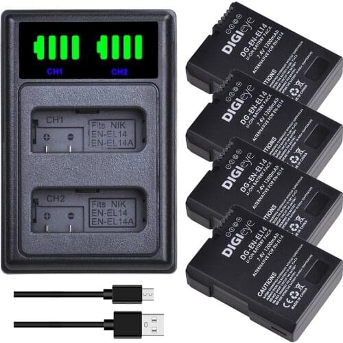For Nikon EN-EL14 EN-EL14a EN EL14 EL14a Batteries + LED USB Dual Charger for Nikon D3100 D3200 D3300 D5100 D5200 D5300 P7000