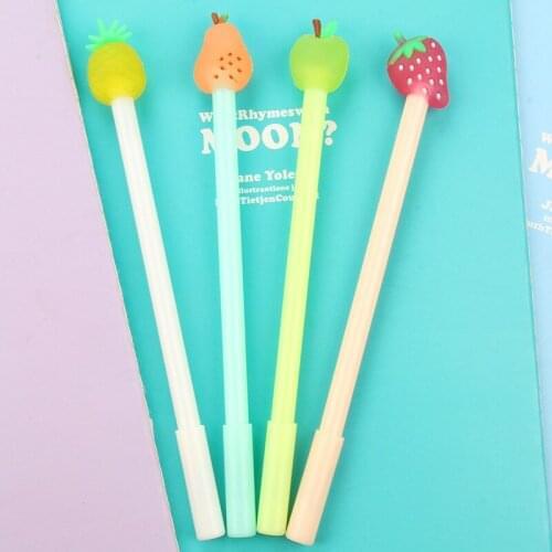 40PCS Cute Little Fresh Fruit Pie Gel Pen Strawberry Pear Fruit Head Signature Pen Stationery Office Accessories