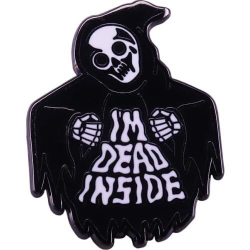 Grim Reaper pin I'm dead inside funny mental health awareness badge Gothic anxiety grunge idea