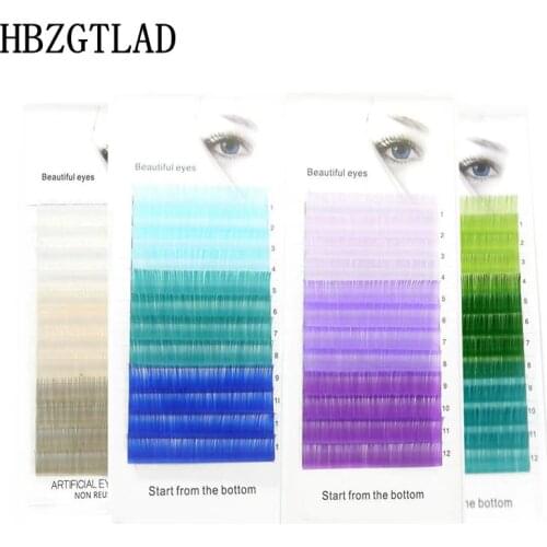 HBZGTLAD C/D curl 0.07/0.1mm 8-15mm false lashes blue+green+Royal blue eyelash individual colored lashes Faux eyelash extensions