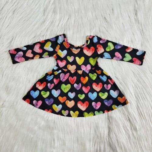 Valentines Day kids clothing sweet love pattern long sleeve dress for the princess baby girls outfits