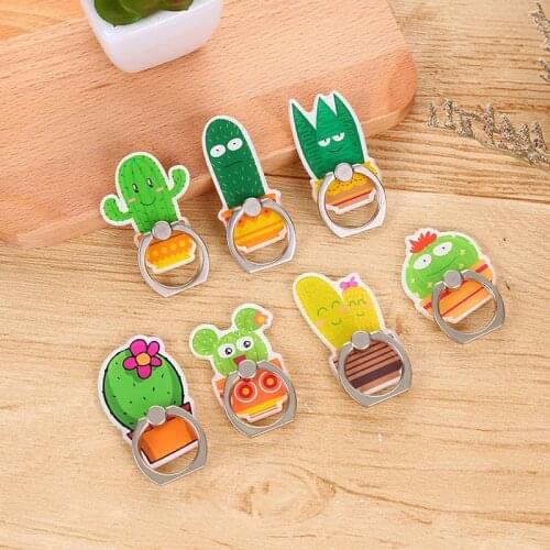 360 Degree Cactus Aloe Potted Plant Finger Ring Smartphone Stand Holder Mobile Phone Snowman Holder For iPhone All Phone