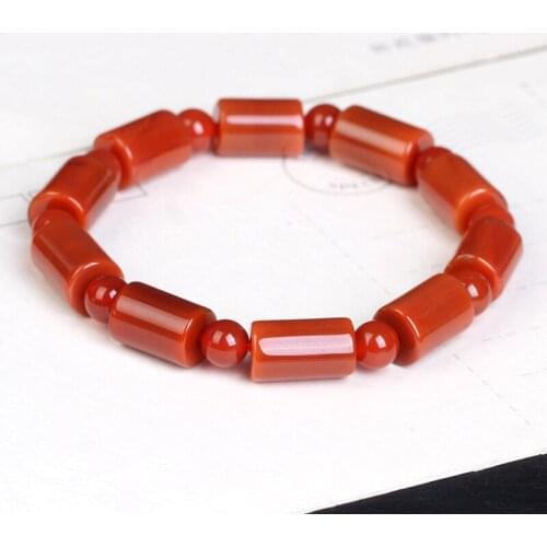 Beautiful Red Jade Nan Hong chalcedony chain bracelet Amulet Rare Hanging