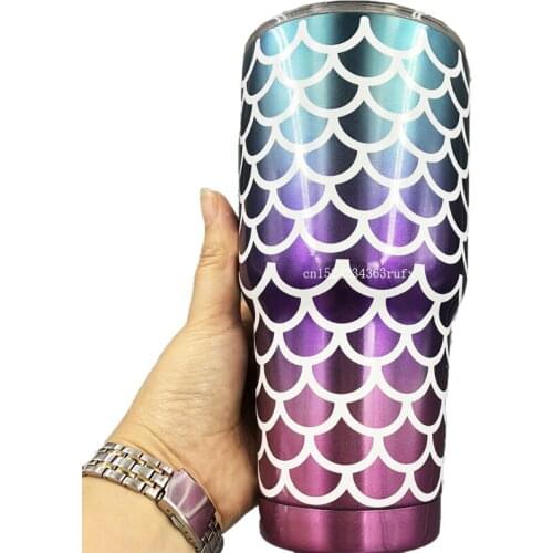 10Pcs 30OZ Mermaid Tumblers 304 Stainless Steel Water Mug Double Cup Camper Mug Can Keep Warm Cold Creative Colorful Mug