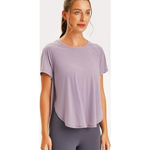 Summer New Laser Punching Women Running T Shirts Front Short Back Long Quick-Drying Breathable Loose Short-Sleeve Sport T Shirts