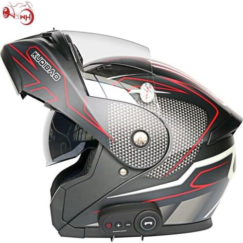 Motorcycle Smart Helmet with Removable Bluetooth Headset Detachable Liner MSFH818K10 DOT Approved Double Anti-Fog Visors Flip-Up