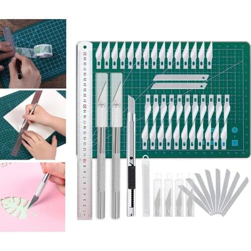 Set of 55 Precision Knife Upgrade Cutting Mat Carving Craft Knife Hobby Knife Knife Kit DIY Scrapbooking