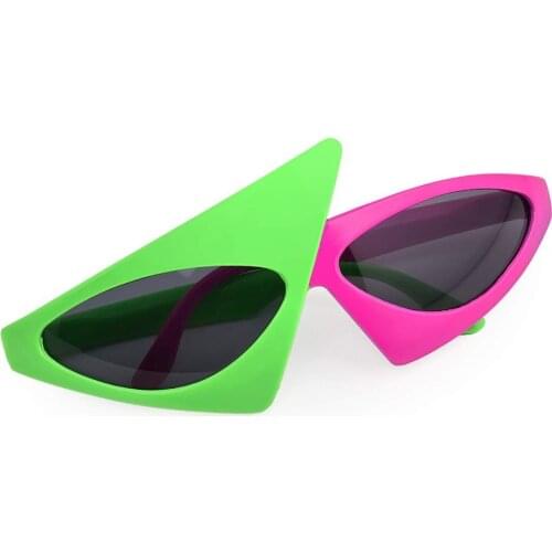 Staraise Novelty Green Pink Contrast Funny Glasses Roy Purdy Glasses Hip-Hop Asymmetric Triangular Sunglasses Party Decorations
