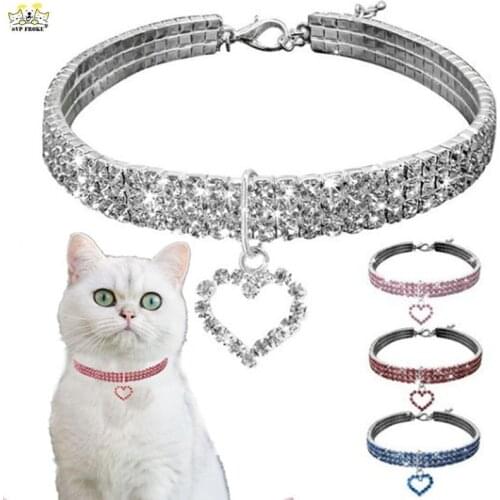 New Fashion Trend Explosive Pet Decoration Products Elastic Love Cats And Dogs Metal Rhinestone Jewelry Pet Collars