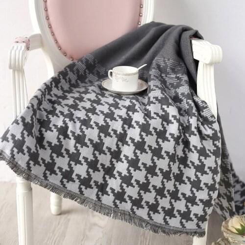 Free shipping Gift Nordic Knit Geometric Houndstooth Throw Blanket Bedspread Office Sofa Chair Couch 130*150cm Drop Shipping
