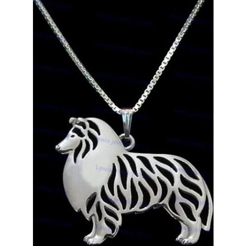 Wholesale cartoon Rough Collie necklace New Fashion Shetland Sheepdog dog jewelry golden colors plated 12pcs/lot