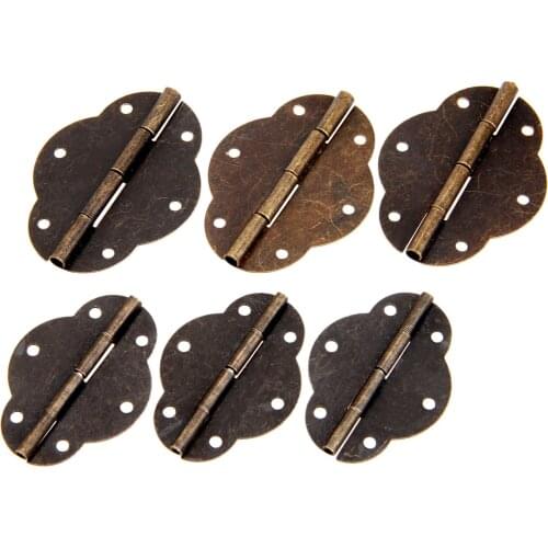 10pcs Hinges 46mm/56mm Iron Oval Antique Bronze 6 holes Iron Decorative screws Vintage Jewelry Box Cabinet Furniture haraware