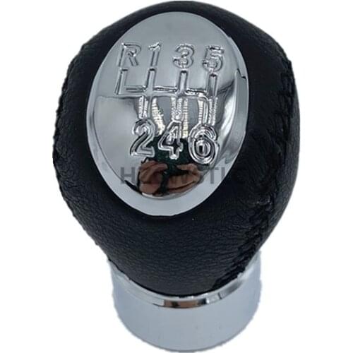 Free Shipping 6 Speed Chrome Leather Car Manual Gear Stick Shift Knob For Mazda 3 5 6 323 626 RX-8 Premavy Mpv
