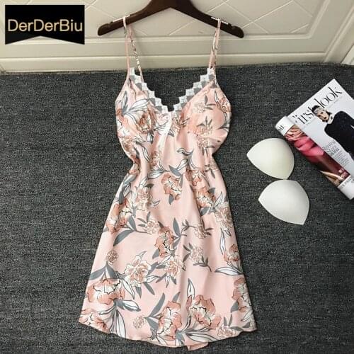 Silk Lace Women Sleepwear Ladies Sexy Lingerie Sleepdress Babydoll Nightdress Spaghetti Strap Nightgown Sleepshirts Homewear