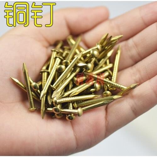 Pin, Copper nail Round Tongding Antique drum Furniture hinge brass nails Length 21mm Small nail head fittings wholesale