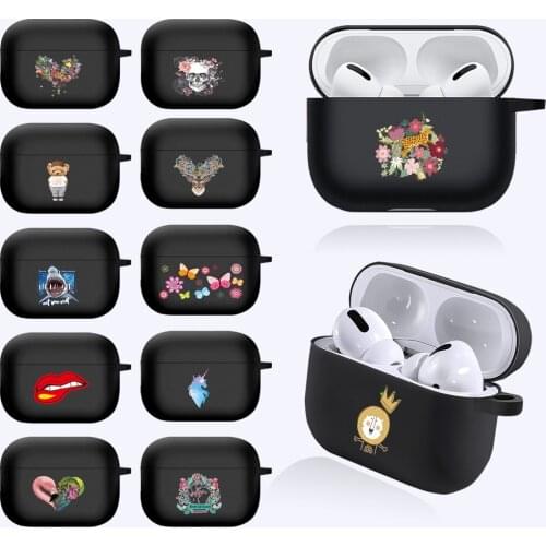 Print Silicone Case for Apple Airpods Pro Cover Various Cute Patterns Soft Black Case for Airpod Earphone Case for A2084, A2083