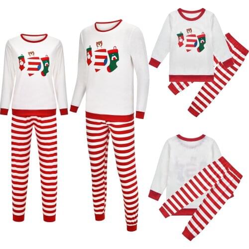 Printed Couple Cute Christmas Pajamas Women Nightwear Cotton Pyjama Long Cartoon Sleepwear White Round Neck Roomwear
