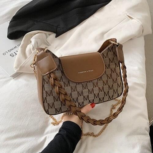 Retro Letter PU Leather Small Underarm Baguette Crossbody Bags for Women 2021 Travel Simple Shoulder Purses and Handbag