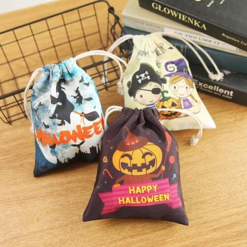 20*16cm Halloween Gift Bags Halloween Decoration Drawstrings Candy Pouch Halloween Treat Bag Portable Drawstring Candy Bag
