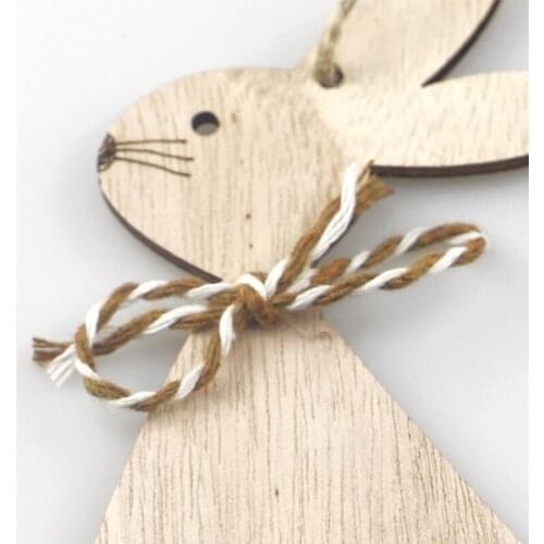 W3JE 4pcs Wooden Easter Rabbit Bunny Pendant Door Hanging Ornament Crafts Decoration