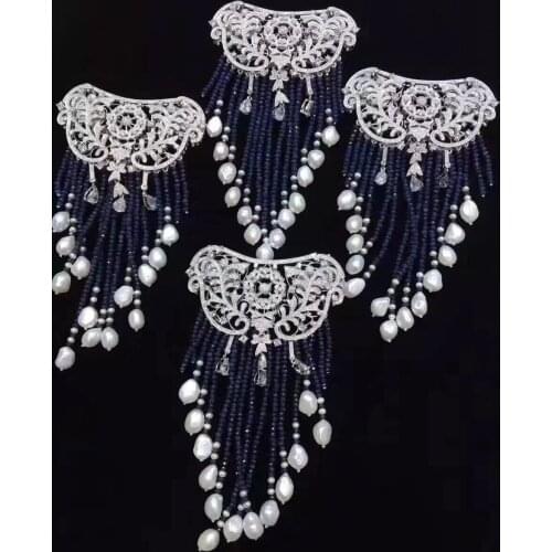 Victor vintage natural agate and fresh water pearl brooch pins big brooch tassels 925 sterling silver fine women jewelry