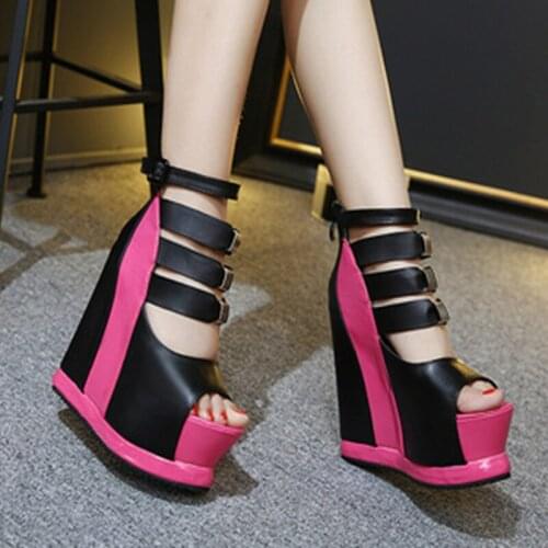 2020 Women Sandals Summer Platform Wedges Shoes Woman High-Heeled 15cm Fashion Adjustable Buckle Strap Ladies Shoes Comfortable