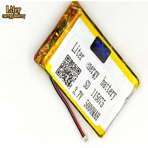 1.25MM 2pin connector 115075 5000mah 3.7V Rechargeable charging lithium polymer battery for Recreational machines power bank