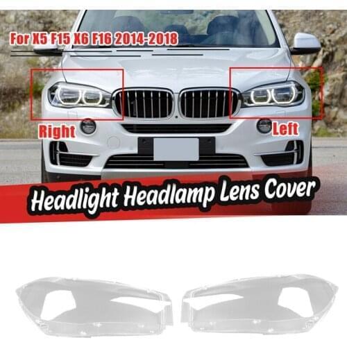 1 Pair for-BMW X5 F15 X6 F16 2014-2018 Car Headlight Len Cover Head Light Lamp Transparent Lampshade Light Lens Shell