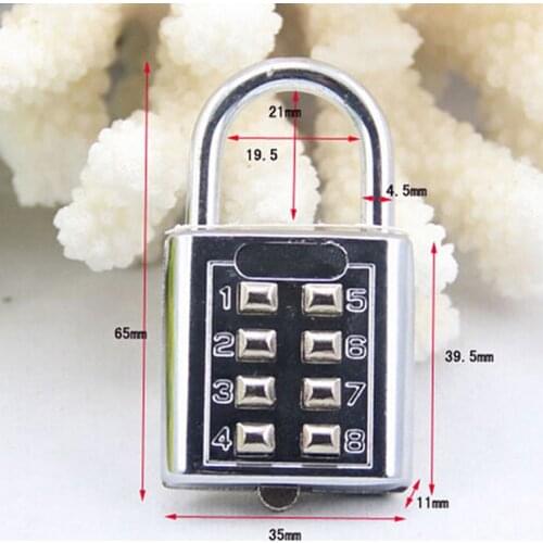 1PCS Silver Number Luggage Travel Code Lock Travel Accessories 4 Digit Push Button Combination Padlock