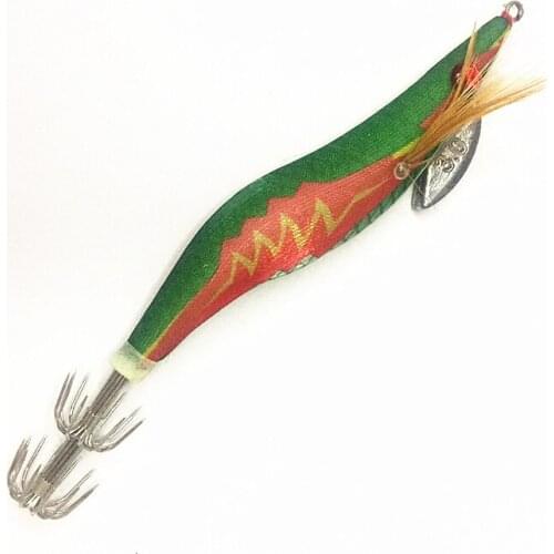 10Pcs Squid Jigs Artificial Wood Shrimp Fishing lure Jigging Squid Hook Trout Lure Fishing Tackle 3.5# 14cm 17g