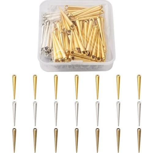 150pcs/box Tibetan Style Alloy Spike Pendants Lead Free Cadmium Free Mixed 3 colors 50pcs/color