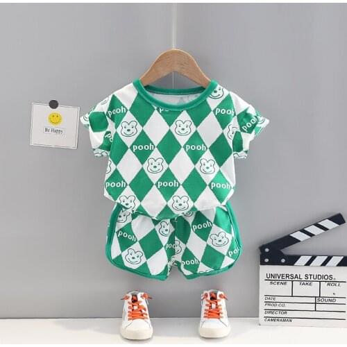 New Summer Toddler Baby Boys/Girls Clothes Cartoon Print T-Shirt Tops+Shorts 2Pcs/Sets Casual Children Infant Kids Tracksuits