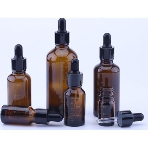 2pcs/lot 5ml 10ml 15ml 30ml 50ml 100ml cosmetic packaging parfum essential oil refillable dropper bottles with scale