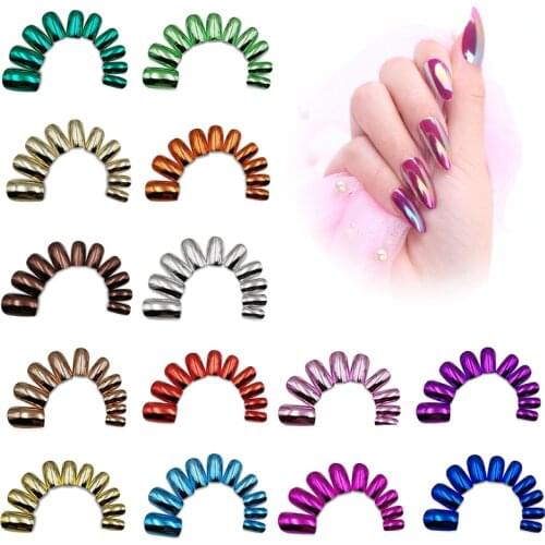 24pcs/sheet False Nails Full Cover Stiletto Coffin Fake Nails Artificial Tips Nail Art Decorations Beauty Nail Makeup