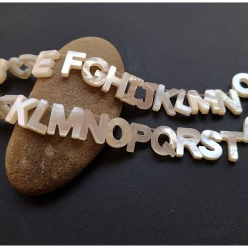 26pcs/lot) Promotion! A to Z Natural 26 Letter Mother Pearl Beads for DIY Jewelry Alphabet Letter Pearl Shell