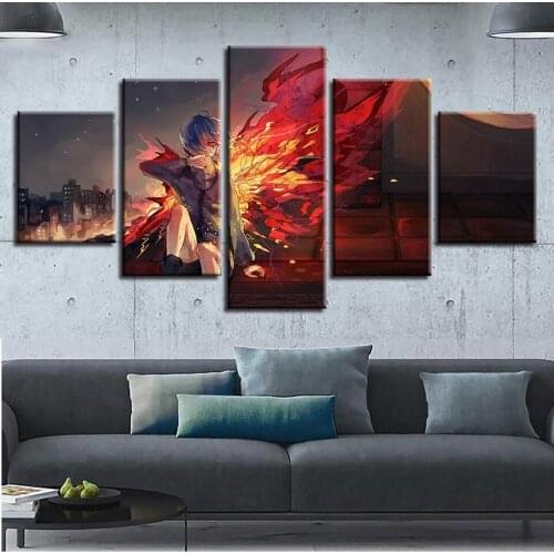 5 Piece Wall Art Canvas Prints Anime Picture Comics Tokyo Girls Figure Posters Modern Home Decor Teen Room Decoration Paintings