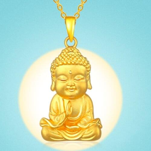 Trendy 3D Gold Squatting Buddha Pendant Necklace Female Choker Accessories Top Quality Silver Plated Chain Necklaces Lady Bijou