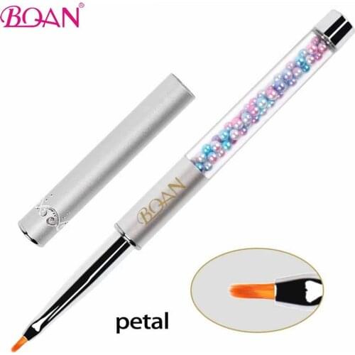 BQAN 1 Pc Nail Art Metal Handle Silver Rod Color Beads Acrylic UV Gel Builder Petal Flower Painting Drawing Brush Manicure Tools