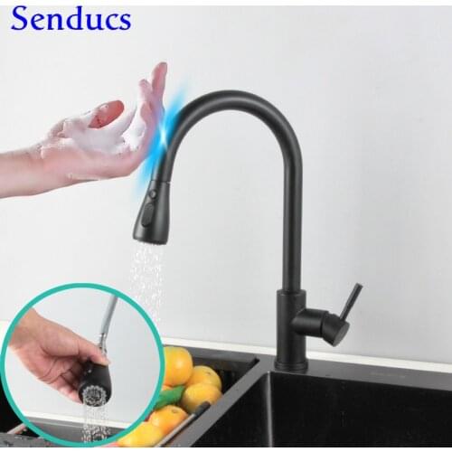 Kitchen Faucet for Smart Touch Kitchen Sink Faucet Matte Black Pull Out Kitchen Mixer Tap Intelligent Sensitive Sensor Faucets